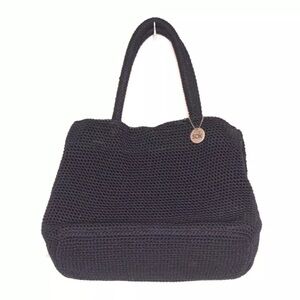 The SAK Crochet Classic Navy Blue Knit Bag Purse With Double Straps